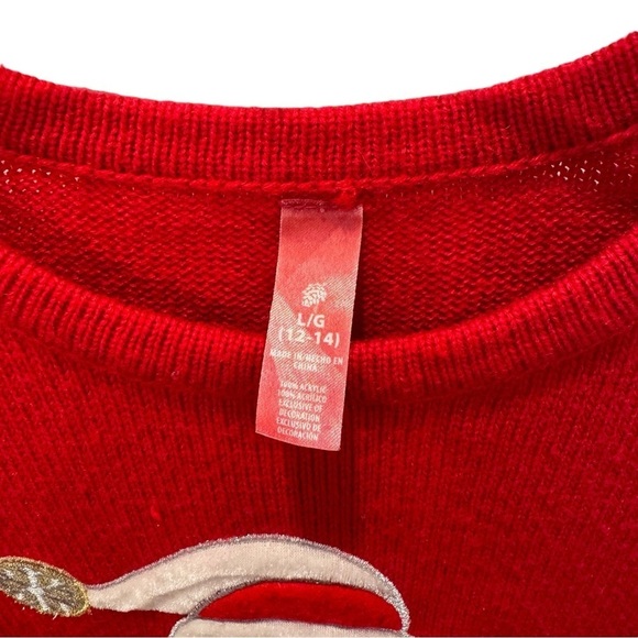 Santa Red Christmas Sweater "Believe" Knit Pullover Sweater - Picture 4 of 4